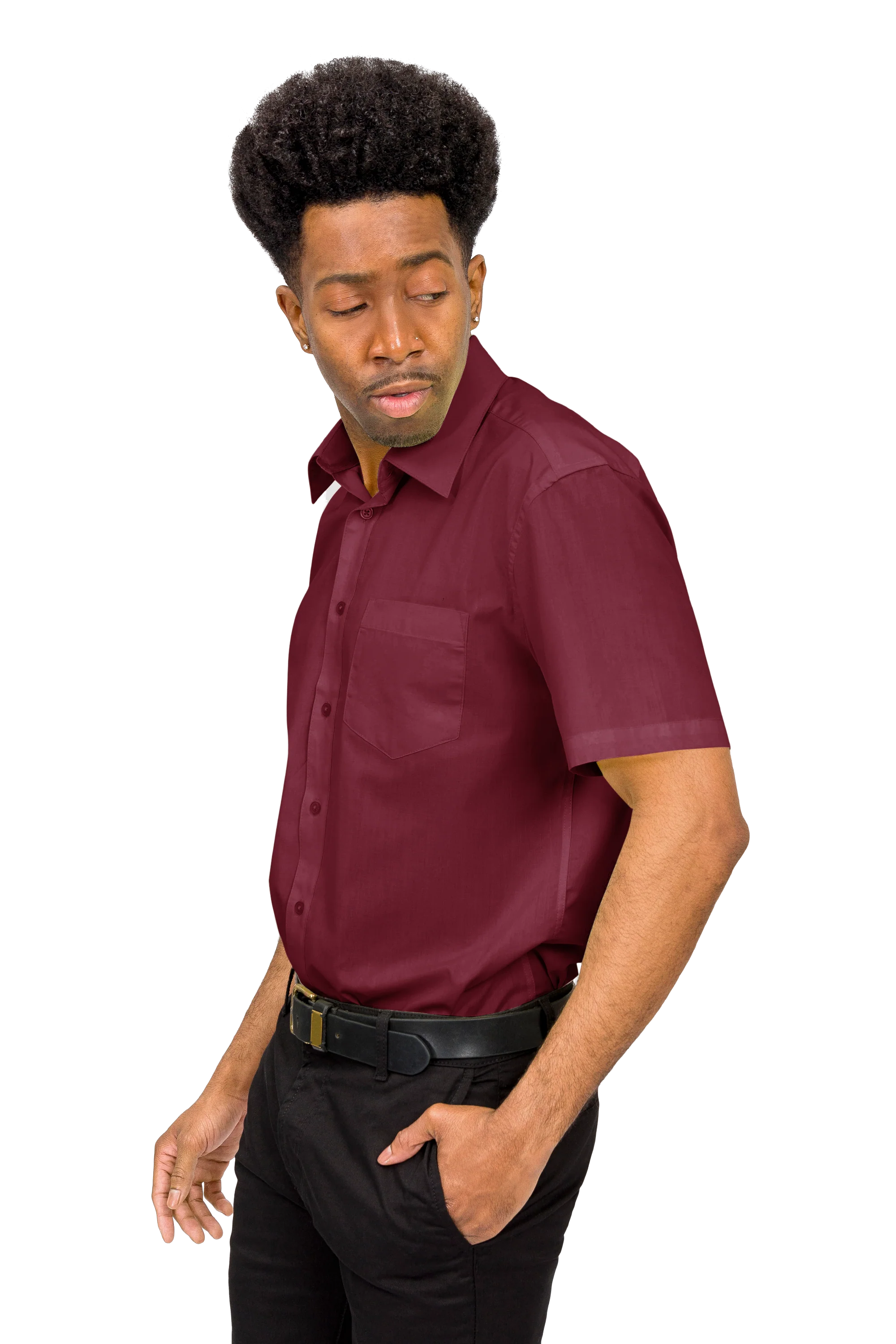 Men's Regular Fit Short Sleeve Solid Color Dress Shirts - Image 17