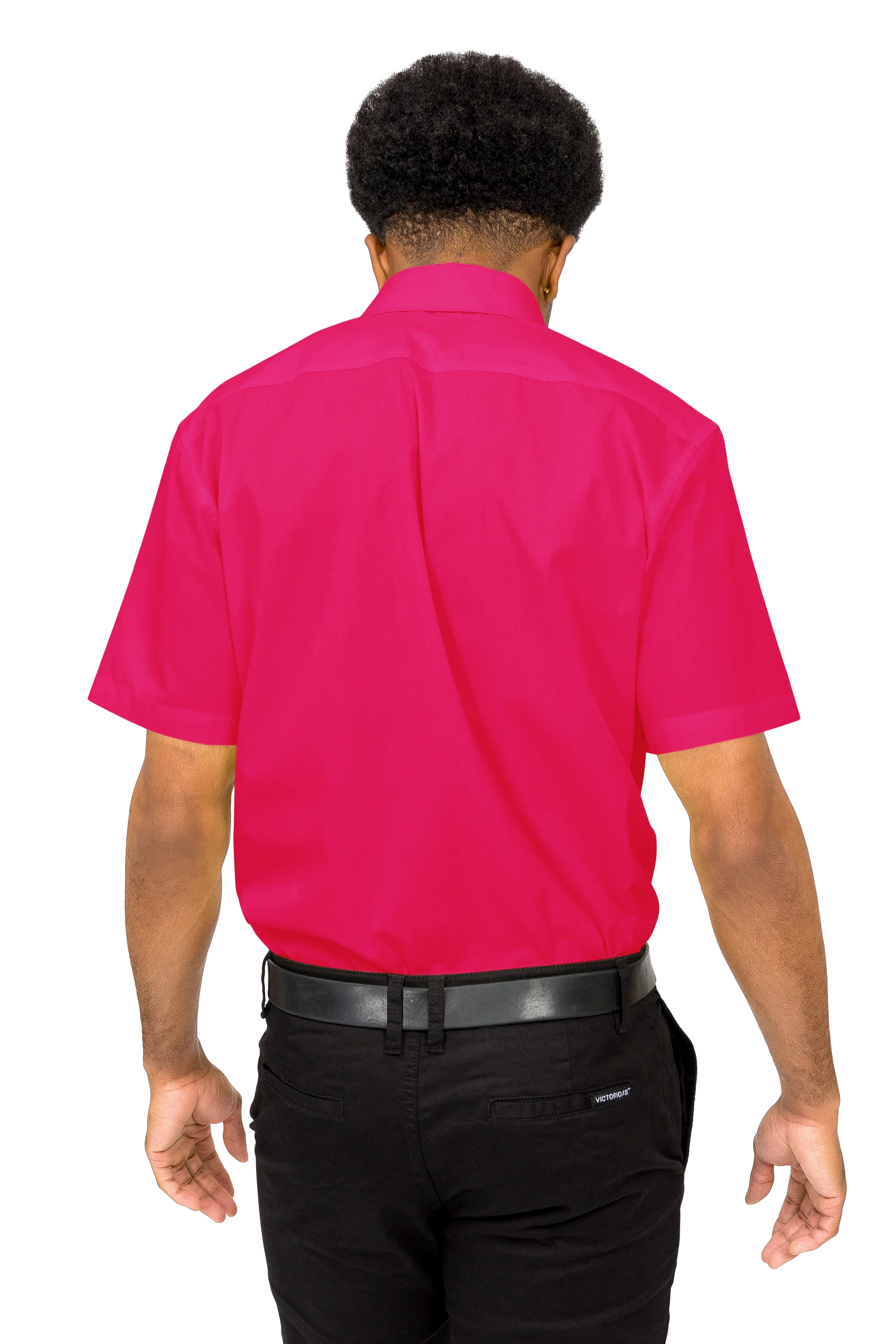 Men's Regular Fit Short Sleeve Solid Color Dress Shirts - Image 47