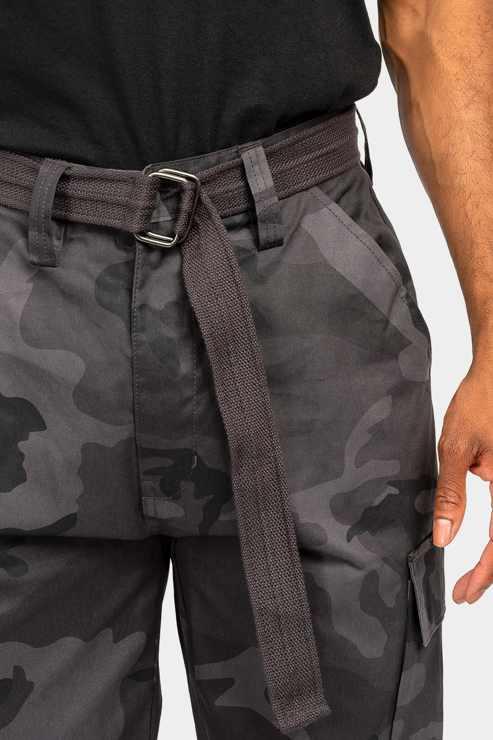 Essential Canvas Cargo Camo Pants with Belt - Image 6