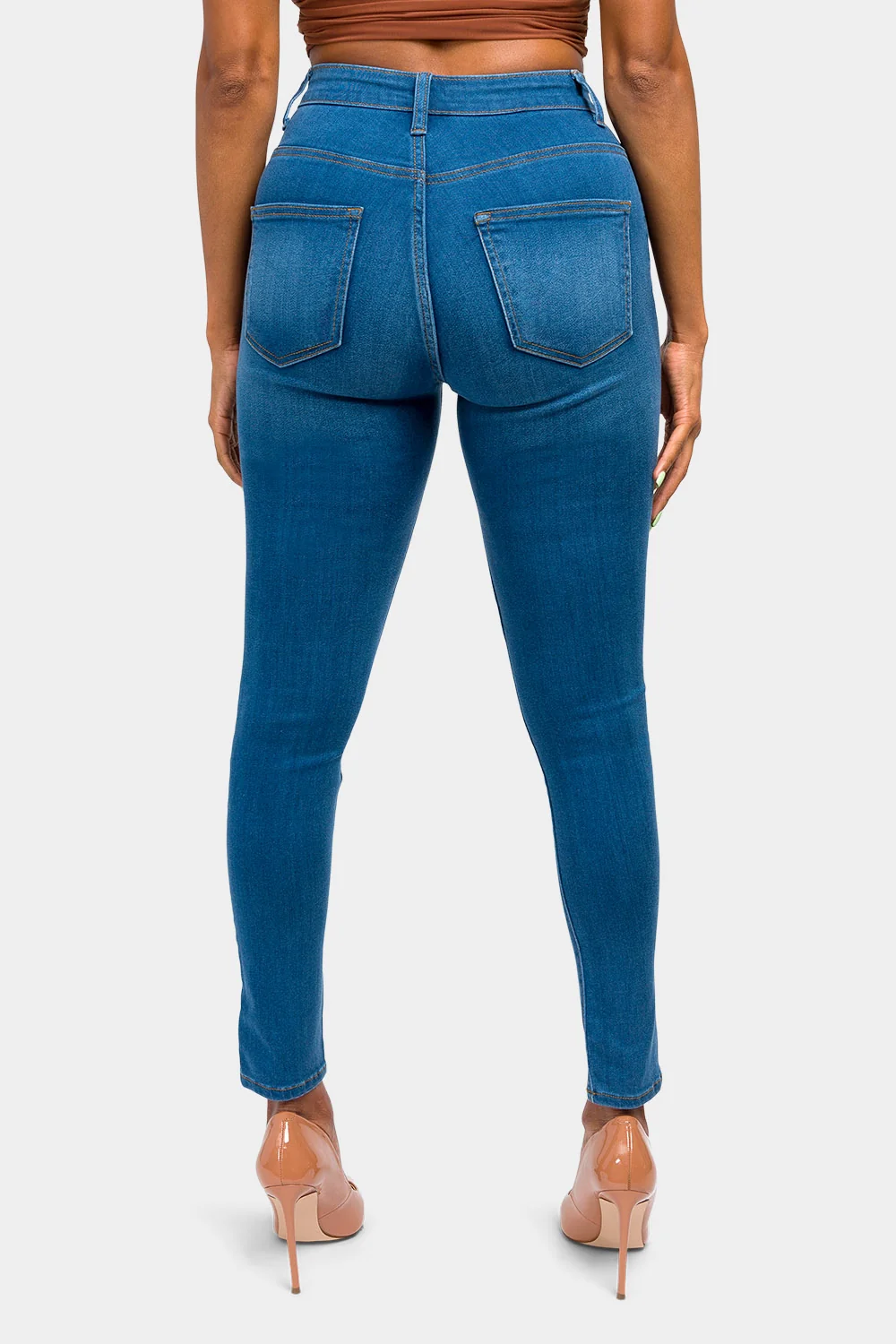 Essential High Waist Knee Slit Jeans - Image 4