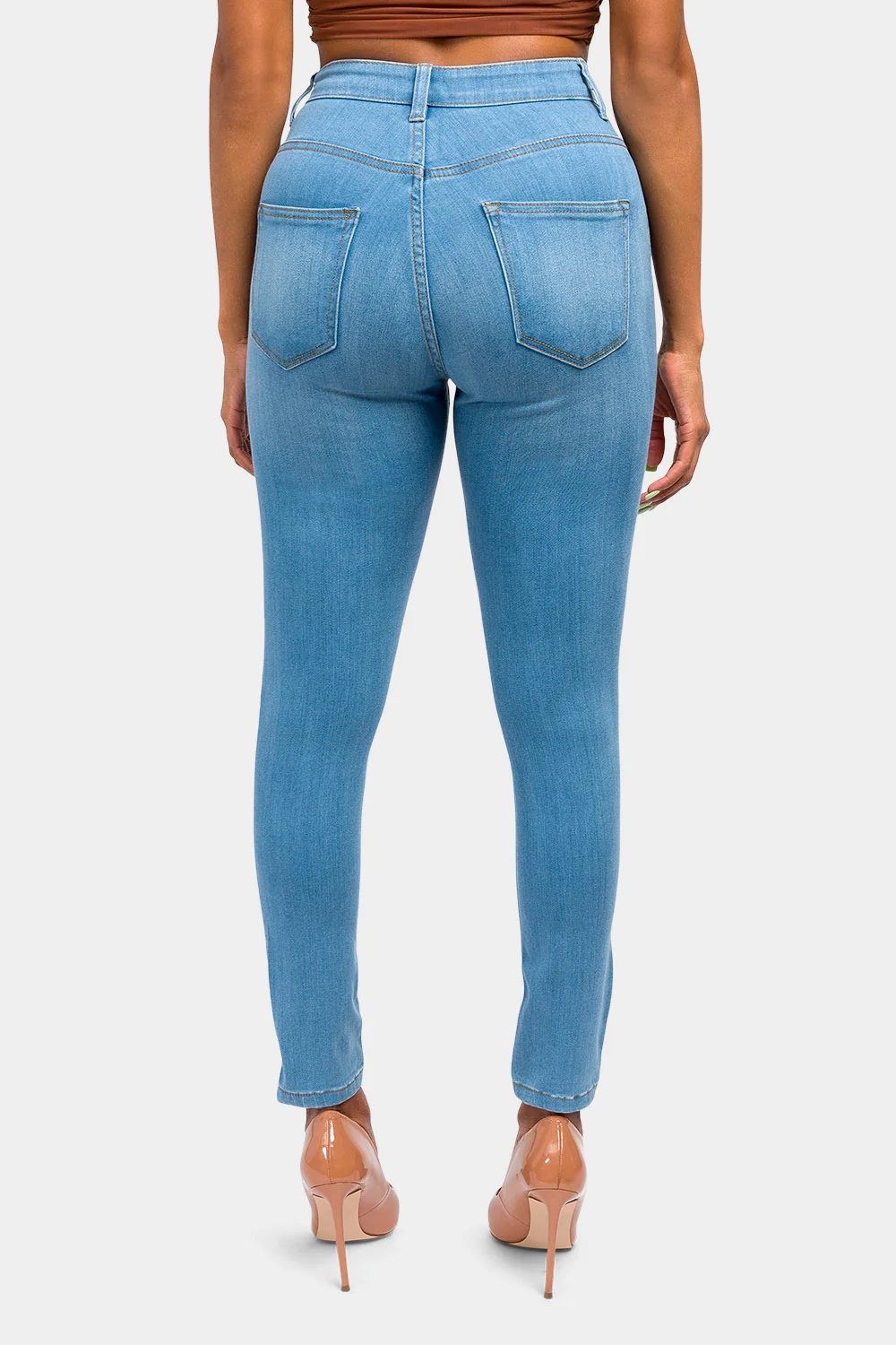 Essential High Waist Knee Slit Jeans - Image 9