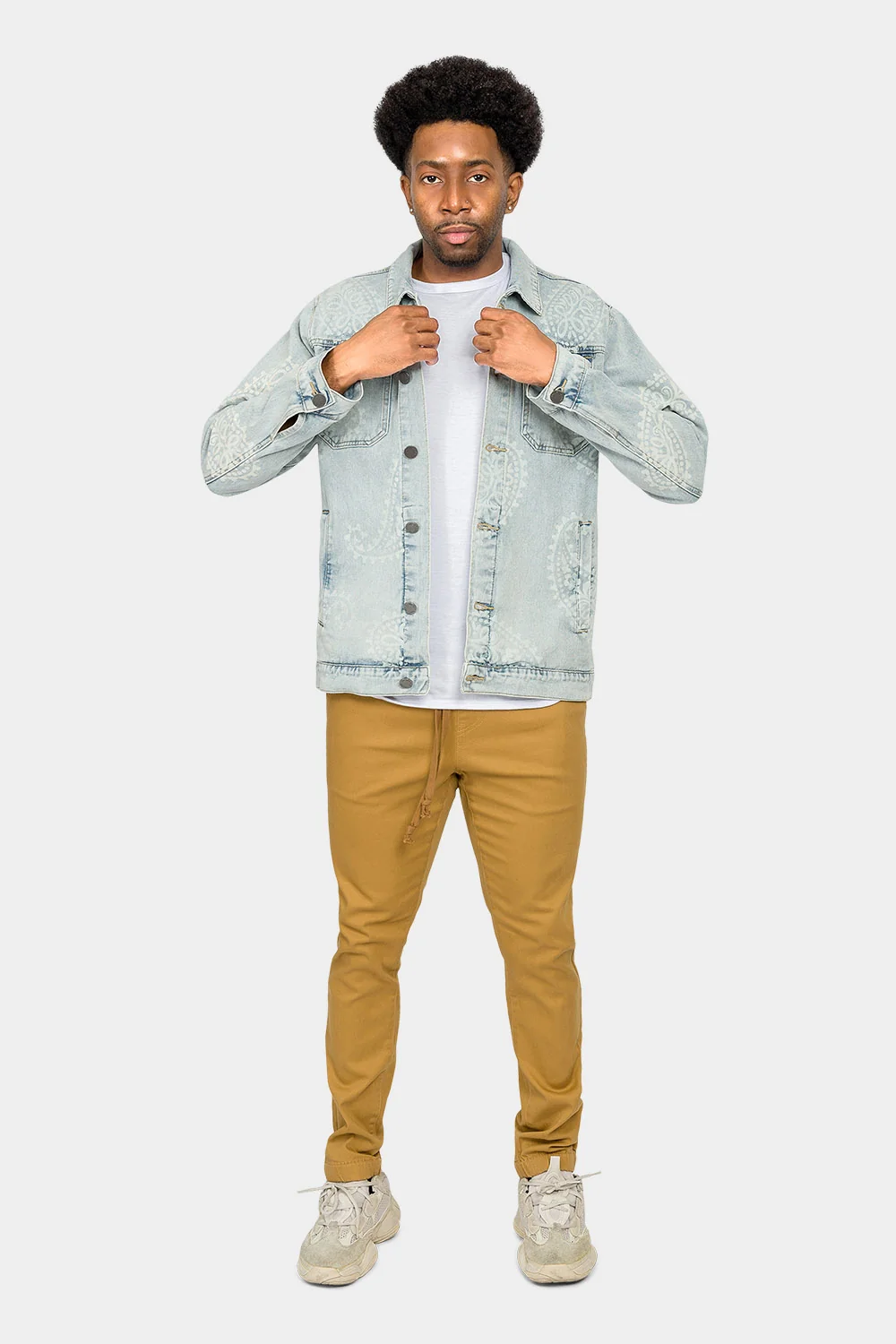 Faded Paisely Print Denim Jacket - Image 5