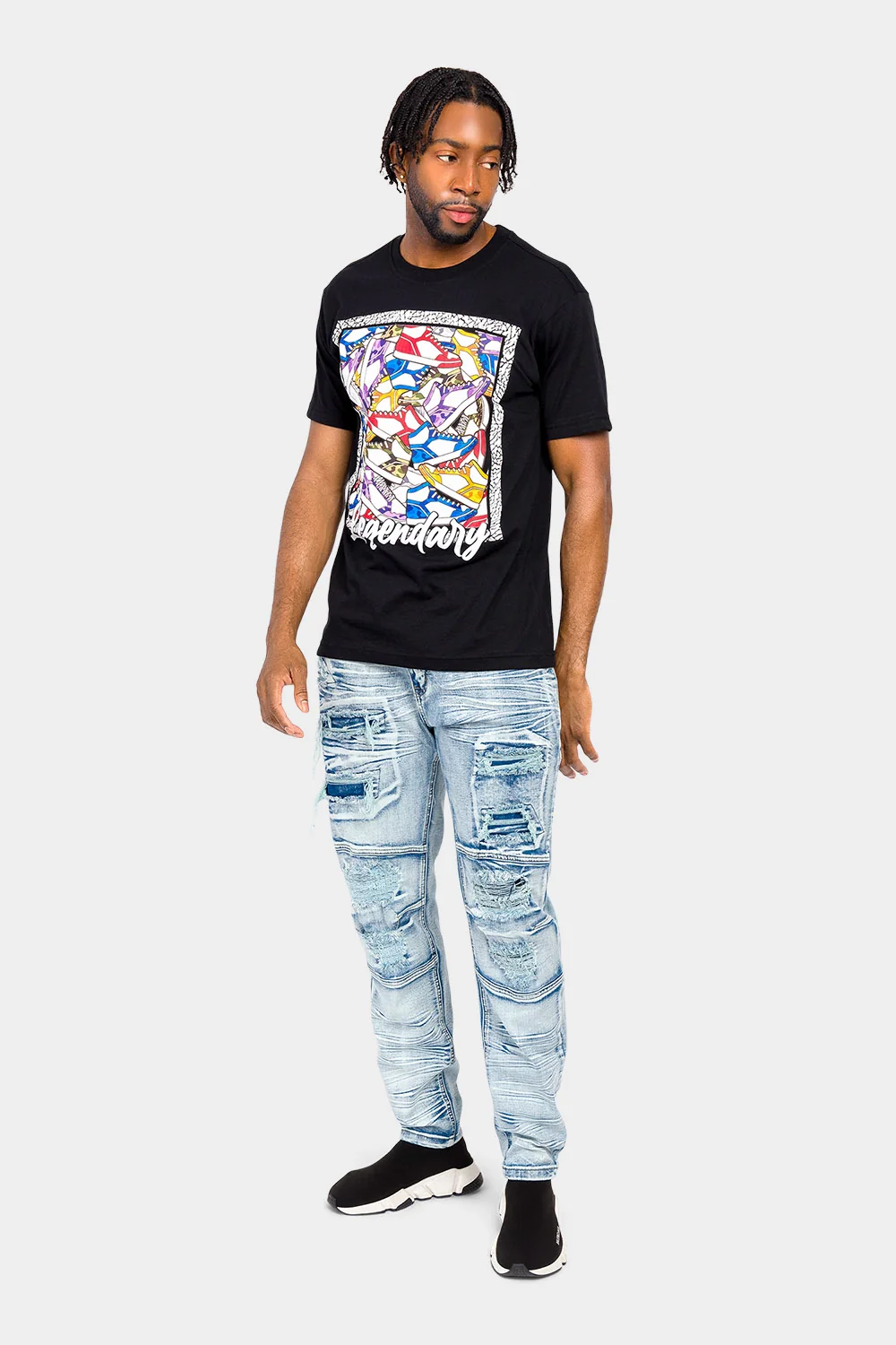 Faded Rip and Repair Denim Jeans - Image 5