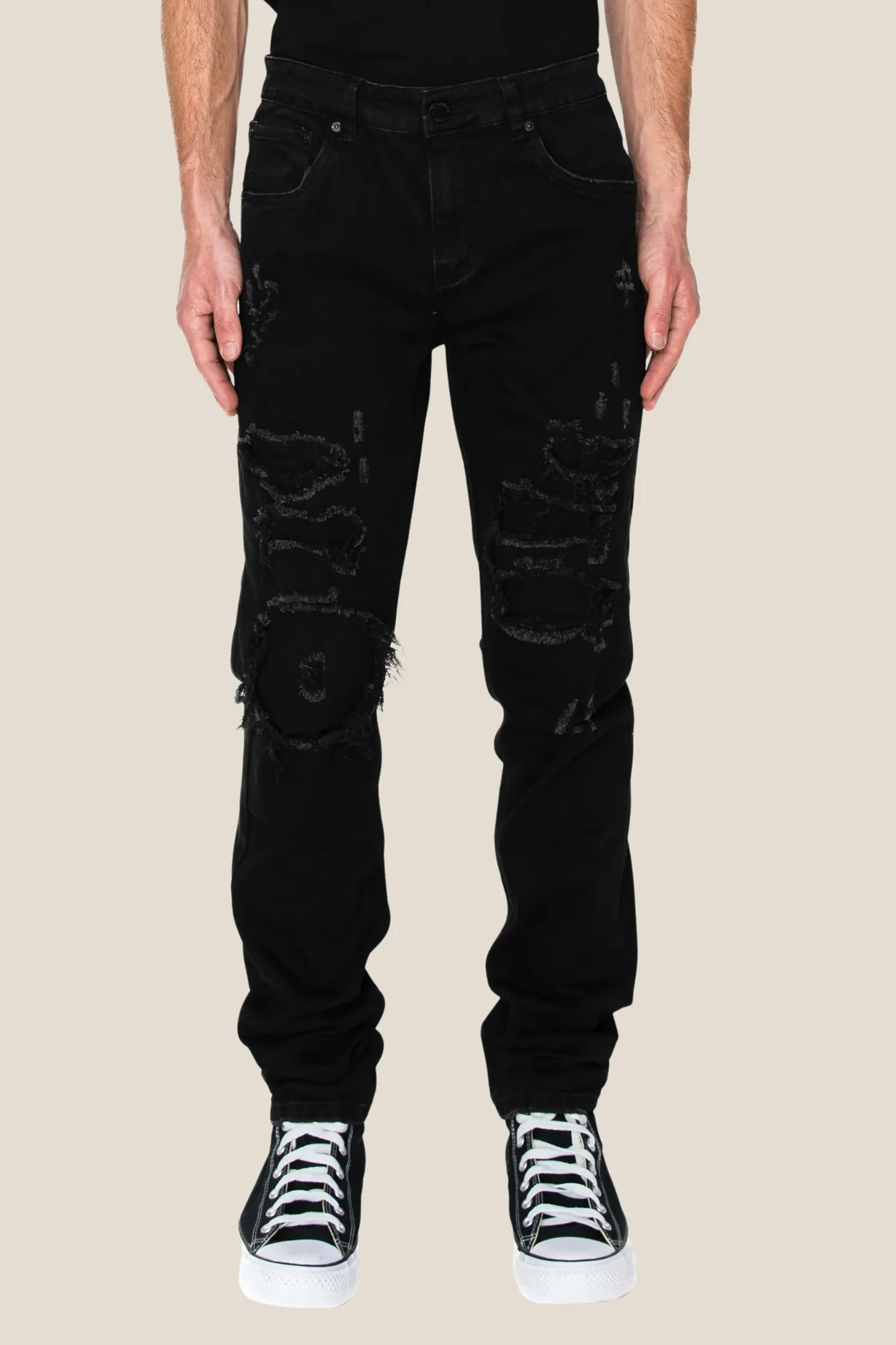 Faded Ripped Repair Denim Jeans - Image 33