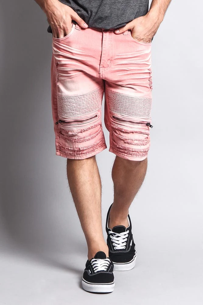 Faded Zipper Front Biker Shorts - Image 11