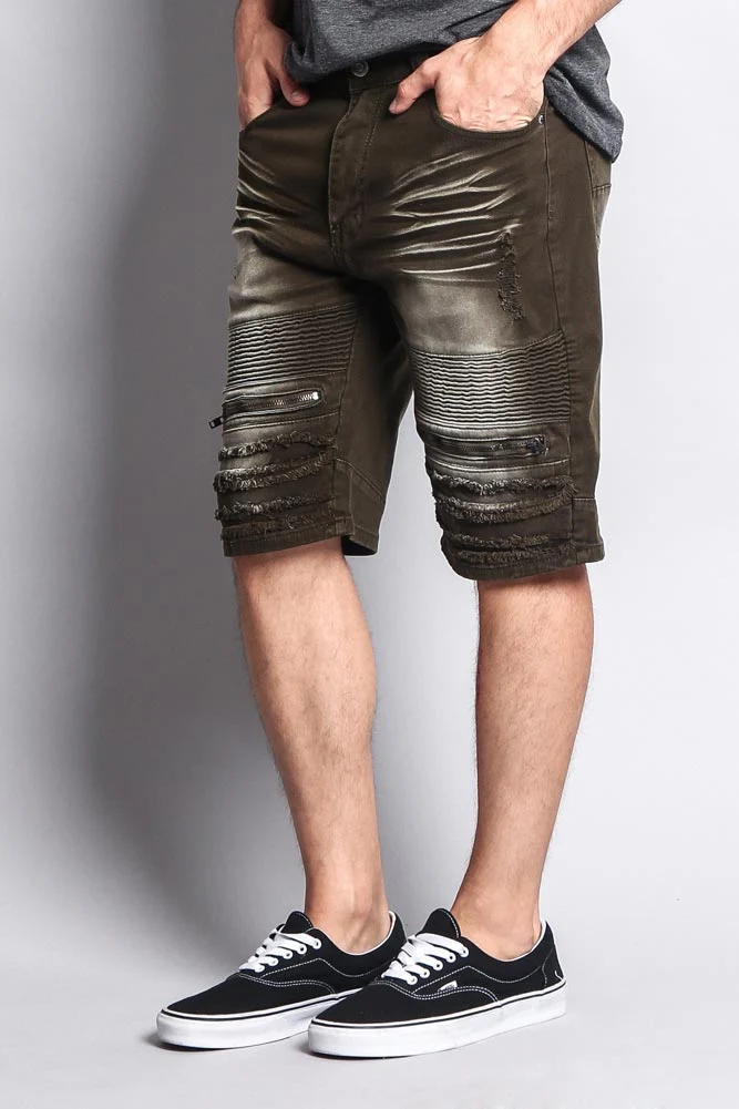 Faded Zipper Front Biker Shorts - Image 12