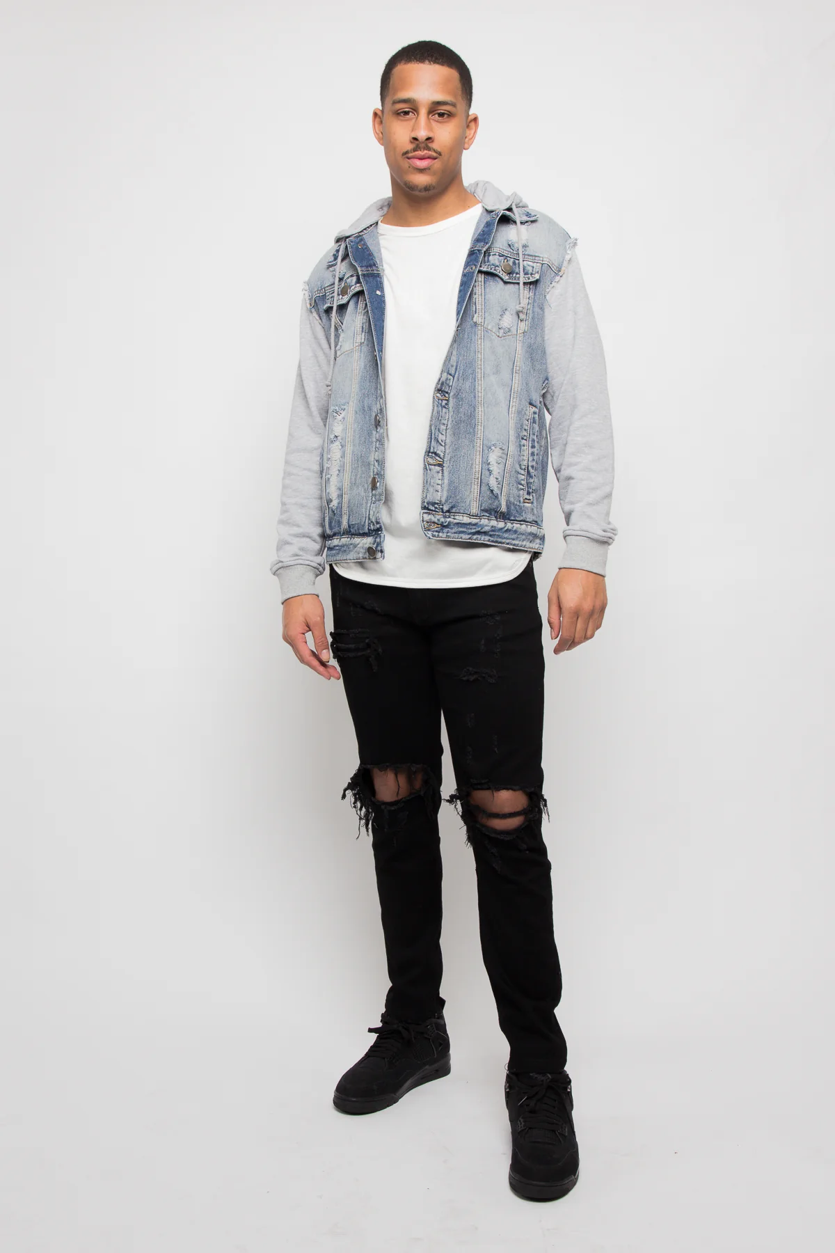 Fleece Denim Jacket with Hood - Image 5