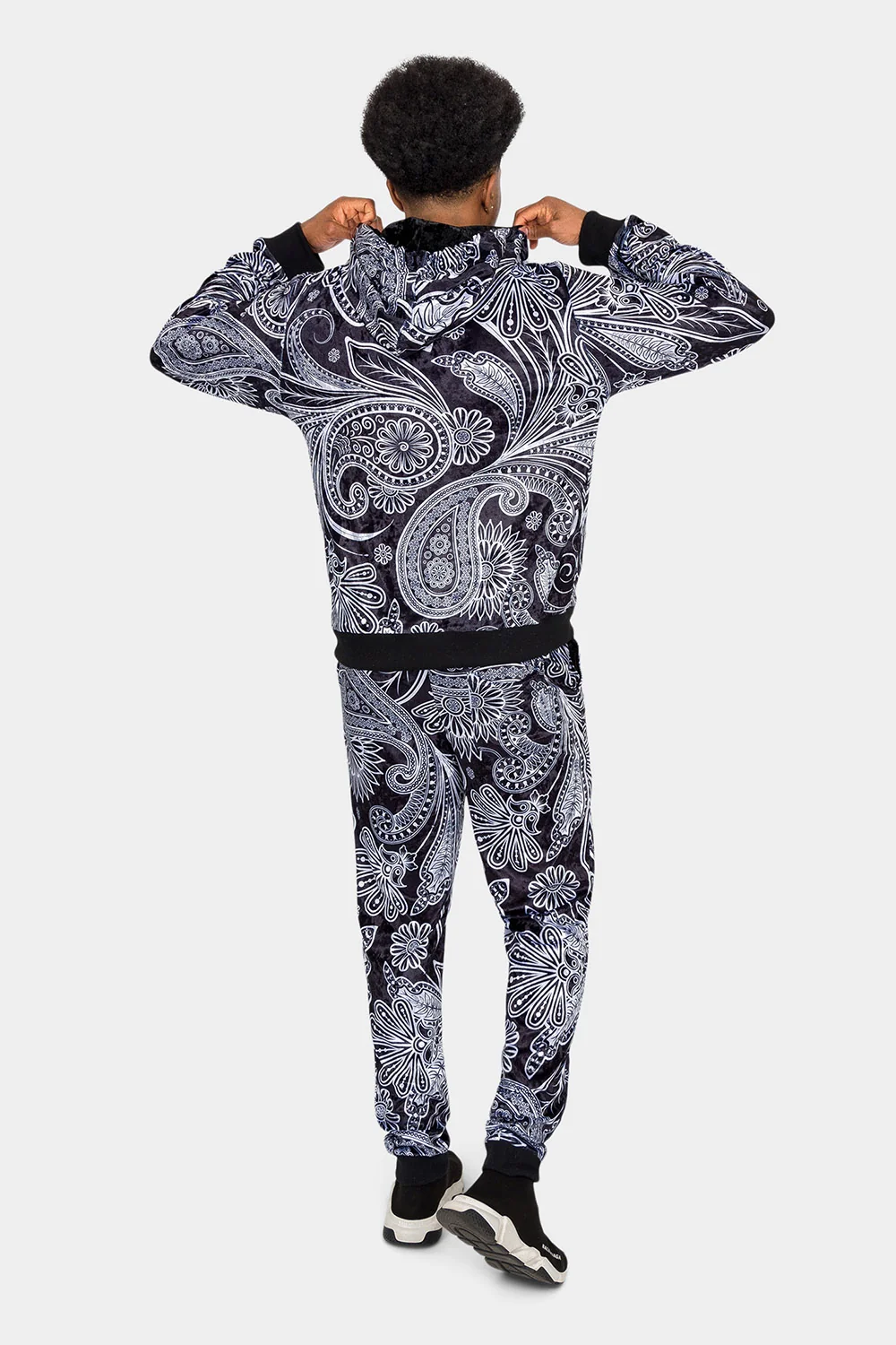 Floral Paisley Velvet Velour Track Suit - Image 3