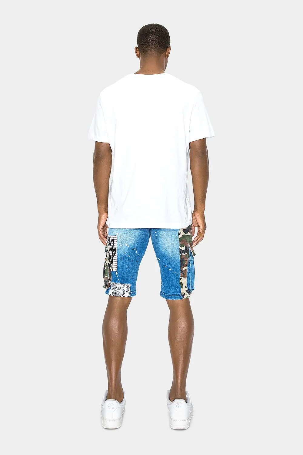 Graffiti Mixed Camo Cargo Denim Shorts - Image 5