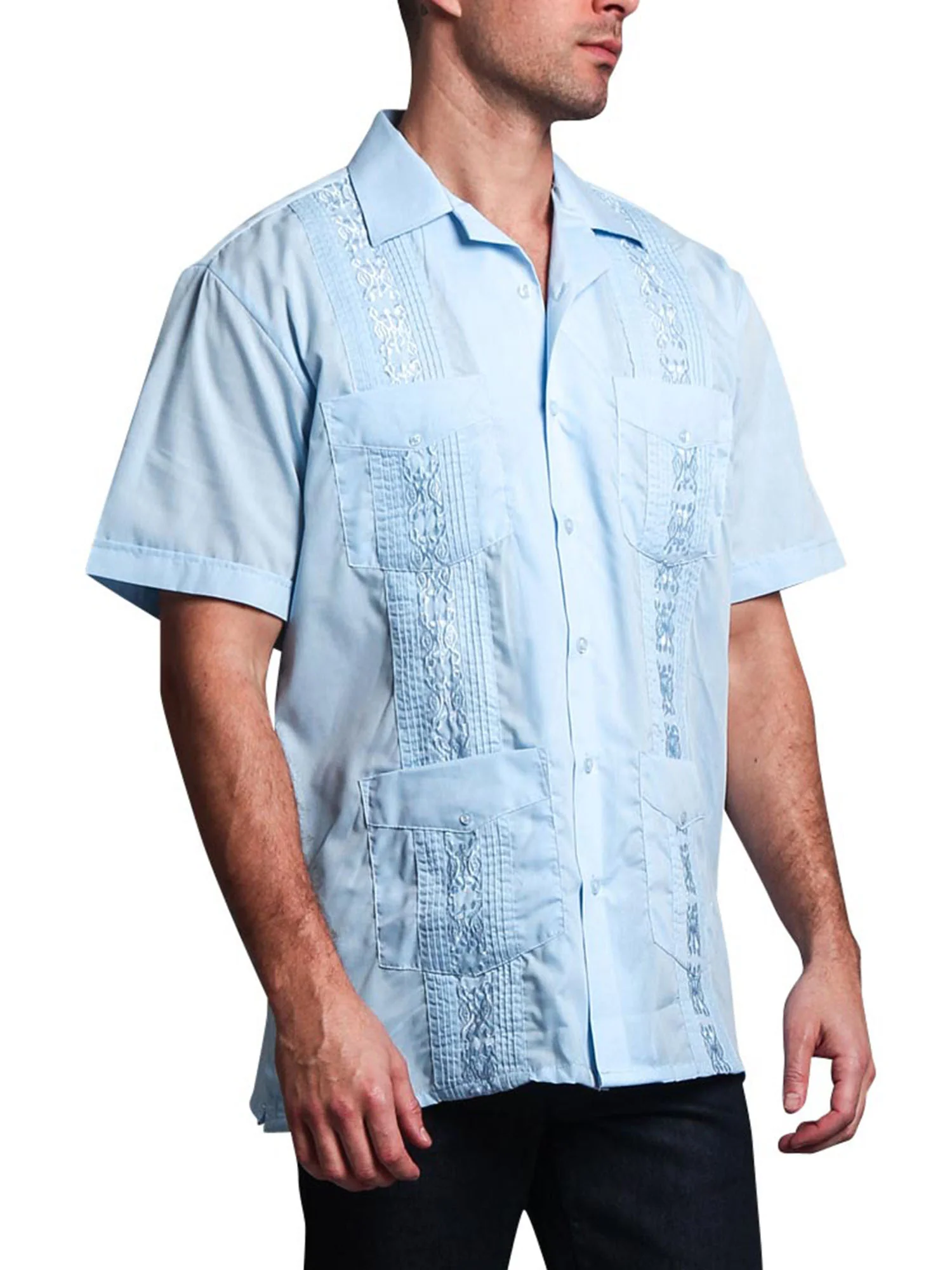 Guayabera Embroidered Pleated Cuban Shirt - Image 28