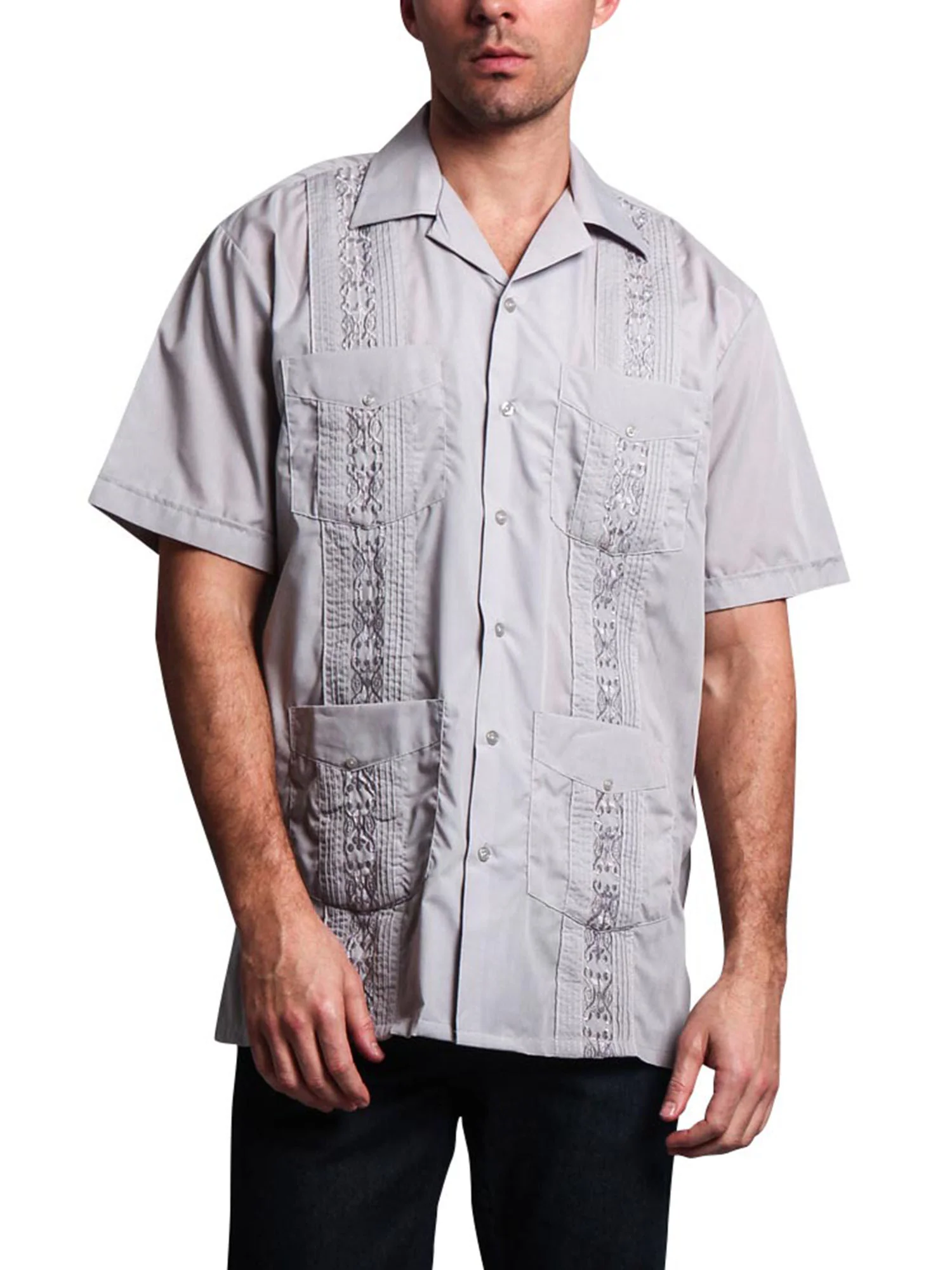 Guayabera Embroidered Pleated Cuban Shirt - Image 40