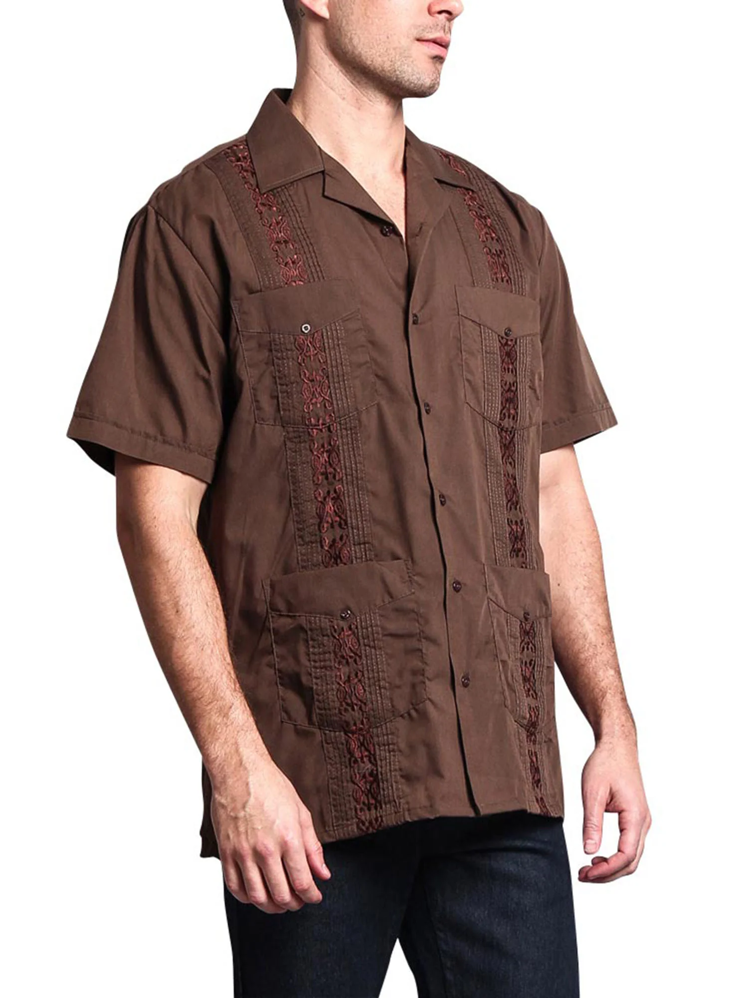 Guayabera Embroidered Pleated Cuban Shirt - Image 63