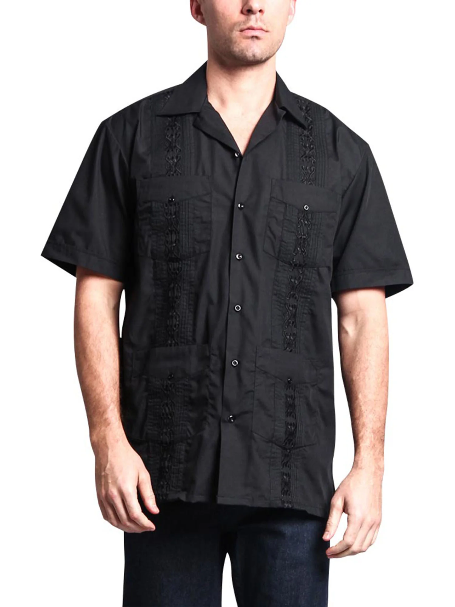Guayabera Embroidered Pleated Cuban Shirt - Image 75