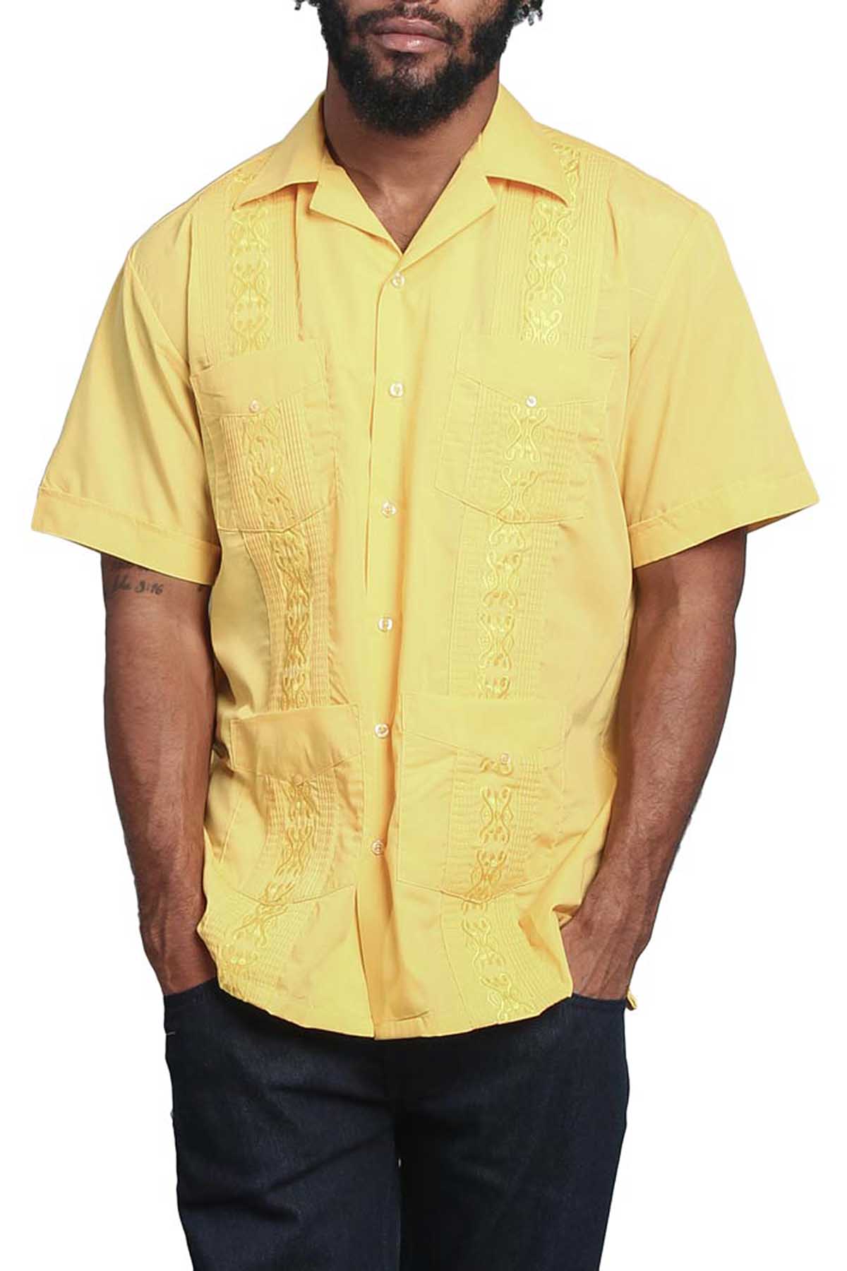 Guayabera Embroidered Pleated Cuban Shirt - Image 76