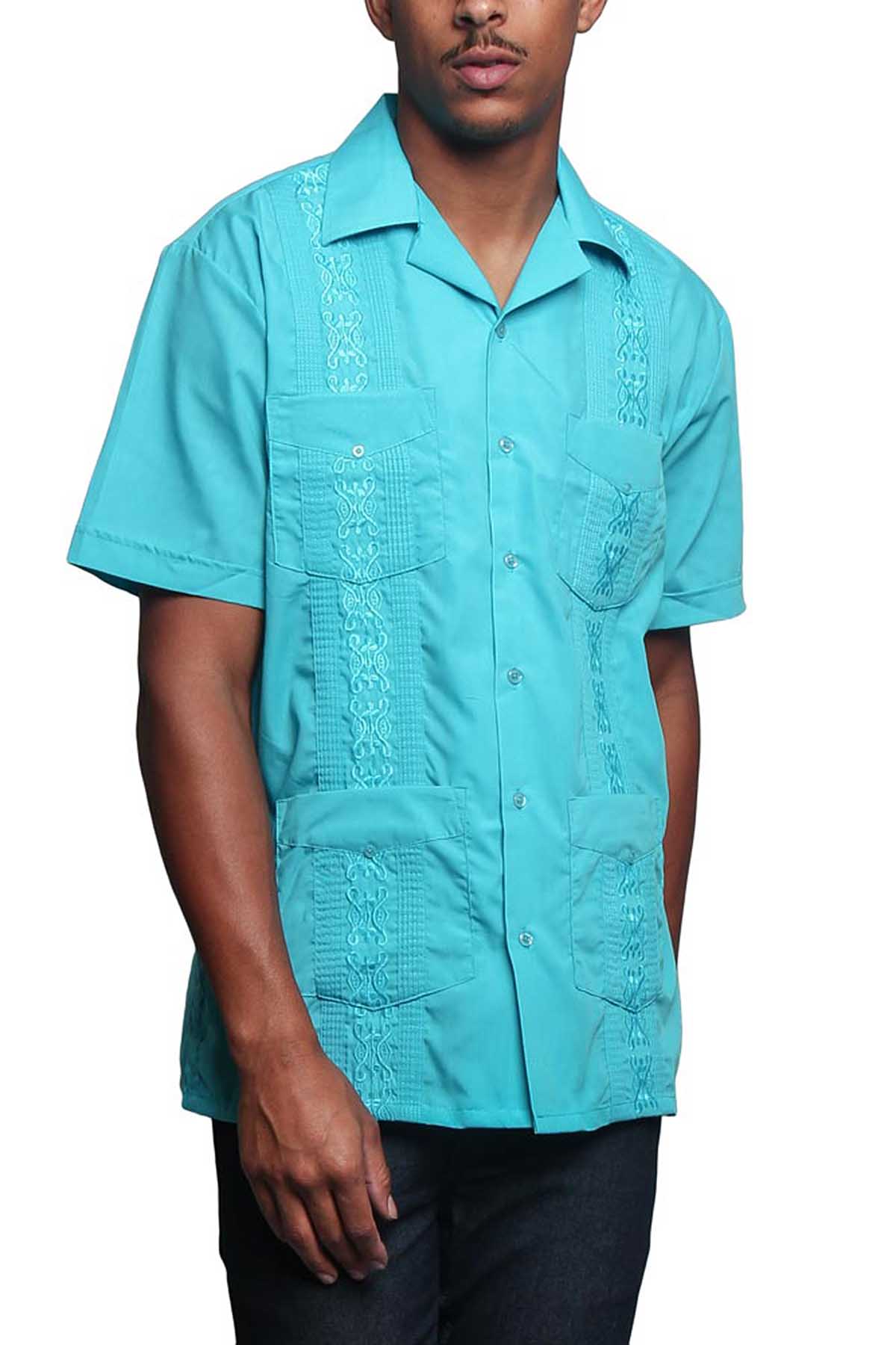 Guayabera Embroidered Pleated Cuban Shirt - Image 83