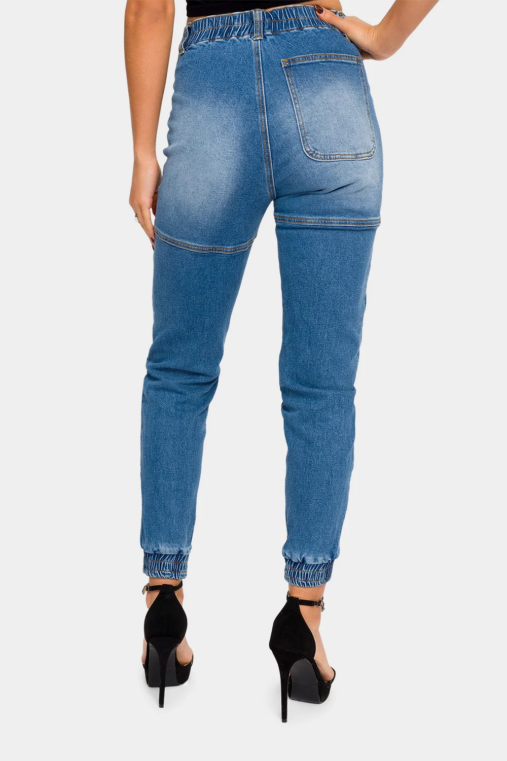 High Rise Cargo Denim Joggers - Image 4