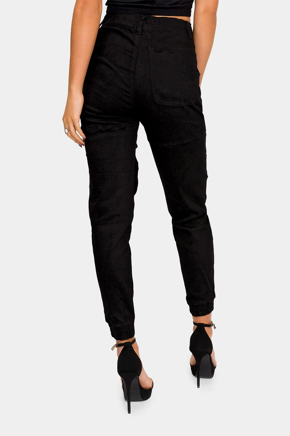 High Rise Cargo Denim Joggers - Image 9