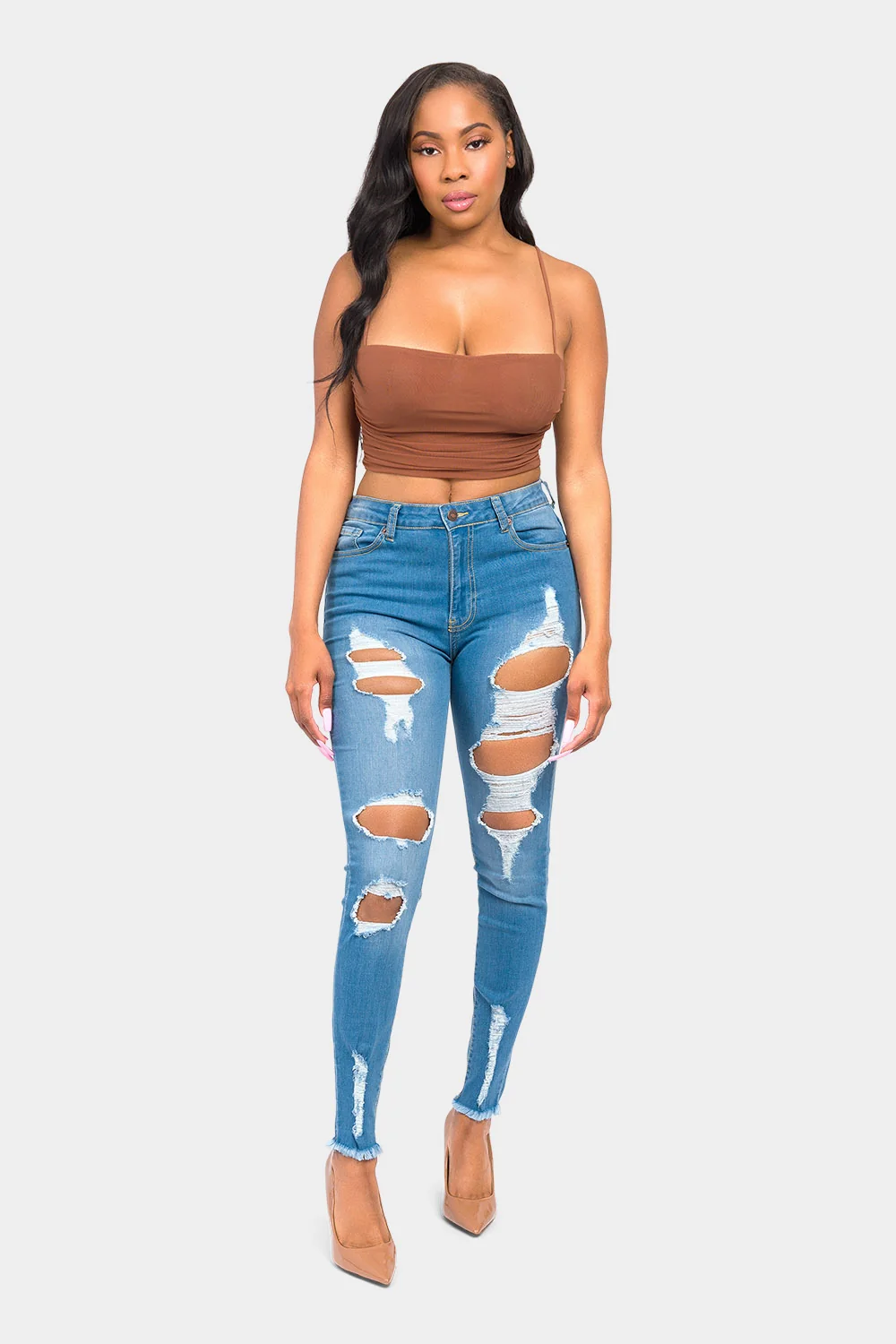 High Rise Destroyed Skinny Jeans - Image 10