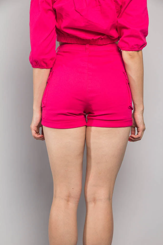 High Rise Neon Cargo Shorts - Image 3