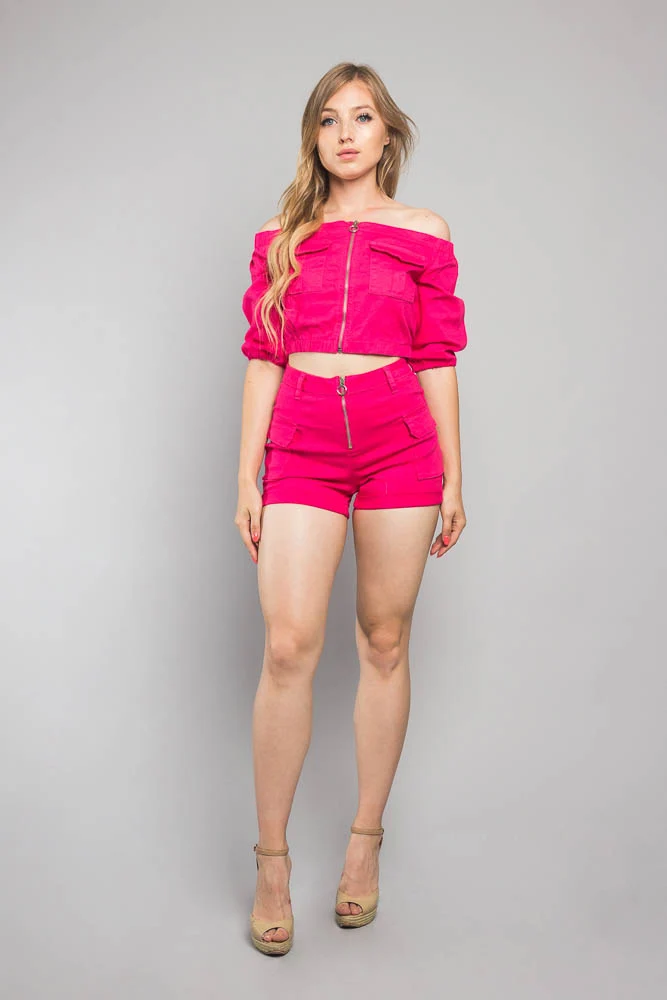 High Rise Neon Cargo Shorts - Image 5
