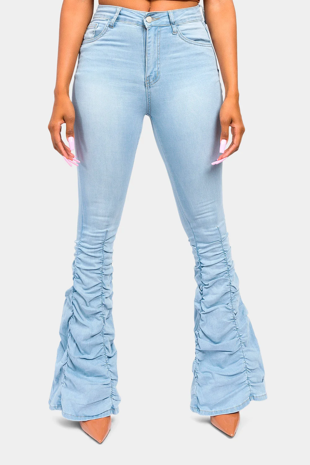 High Waisted Shirred Jeans - Image 21