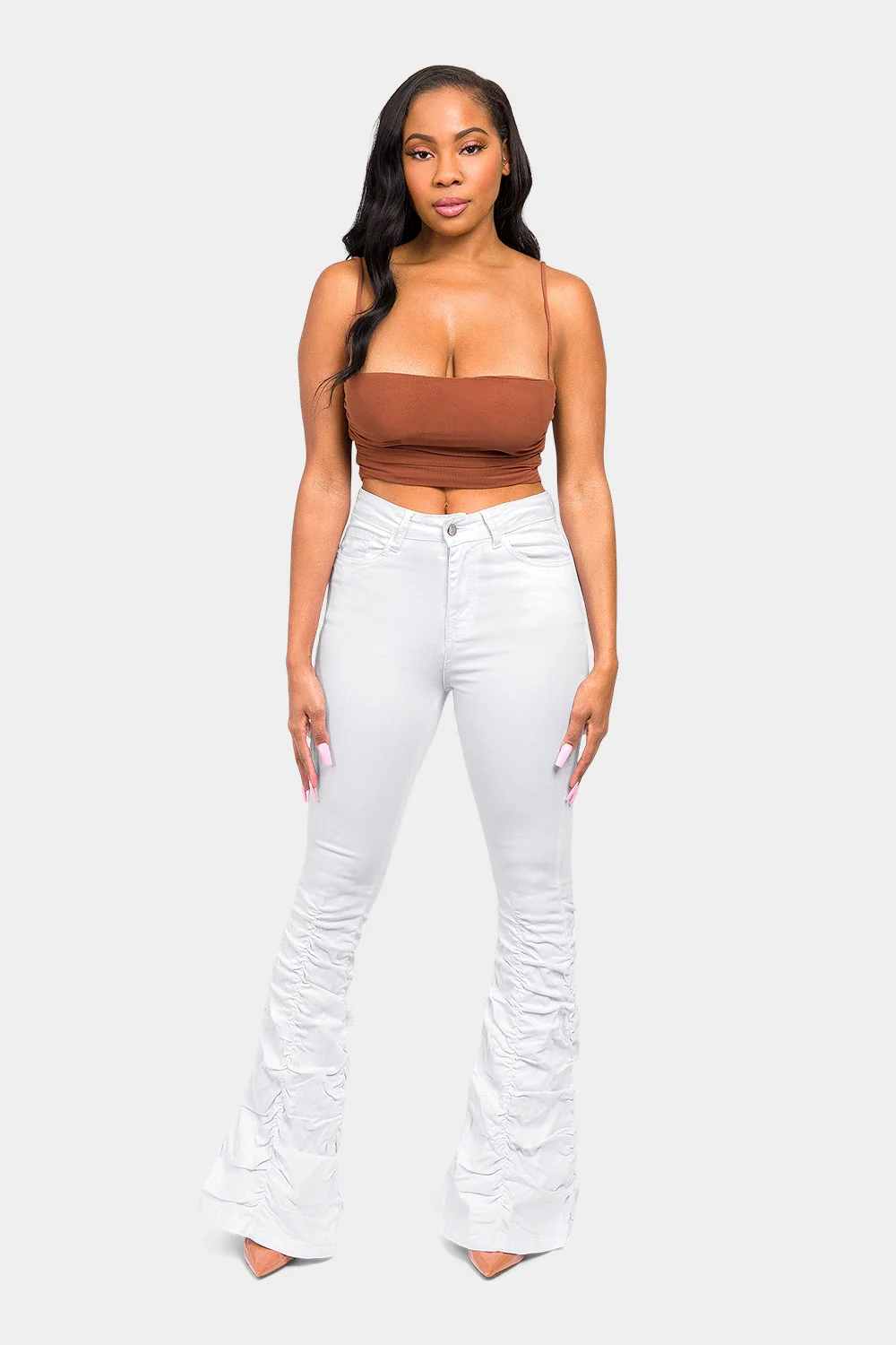 High Waisted Shirred Jeans - Image 30