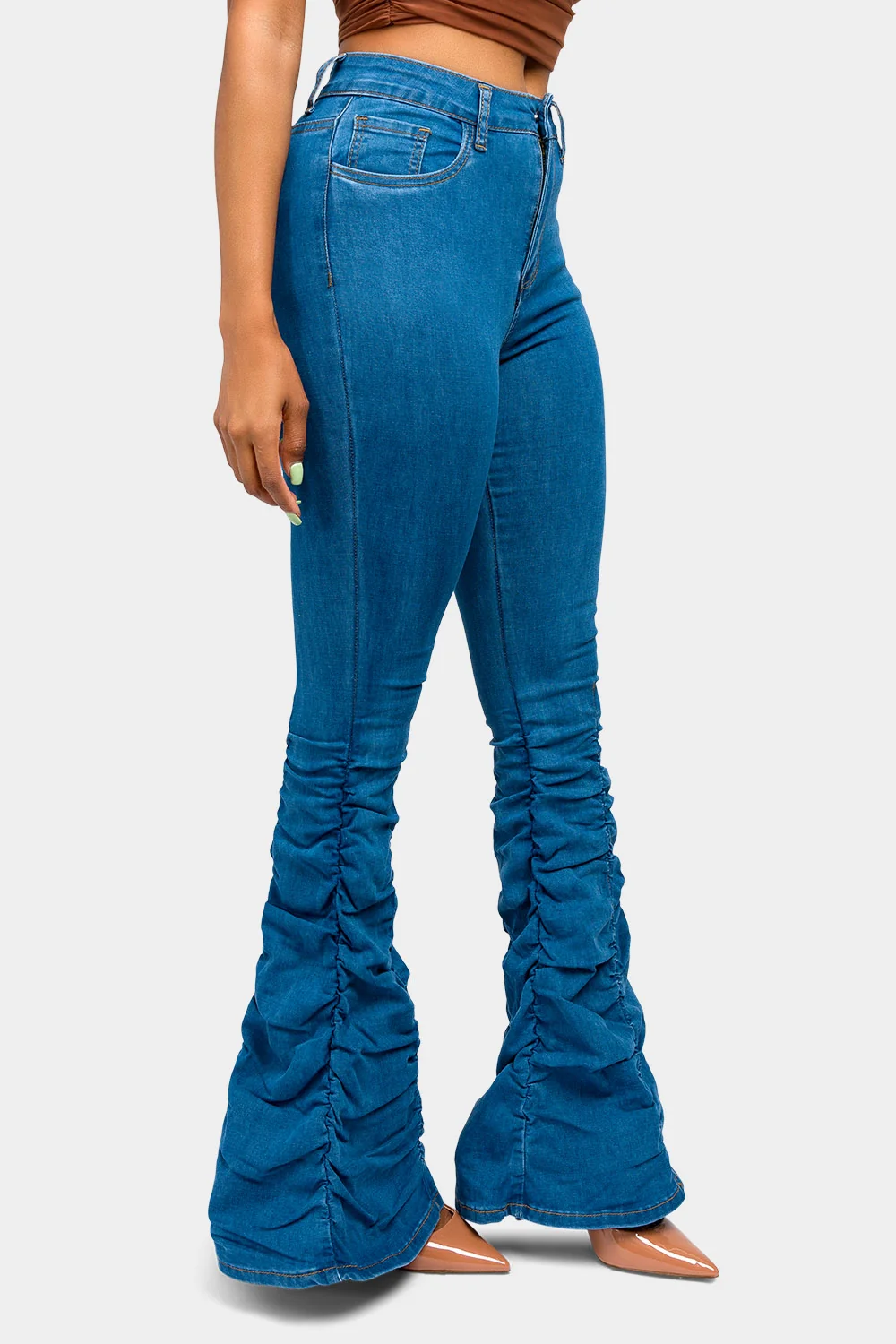 High Waisted Shirred Jeans - Image 9