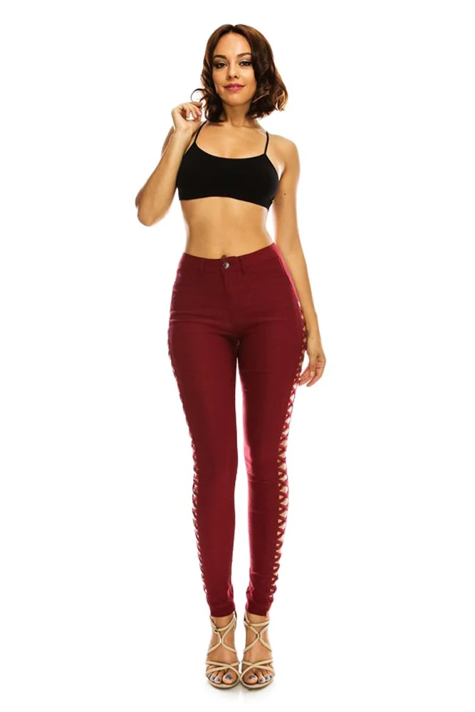 High Waisted Super Stretch X Cut-Out Skinny Pants - Image 12