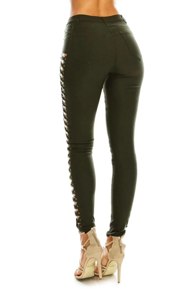High Waisted Super Stretch X Cut-Out Skinny Pants - Image 18