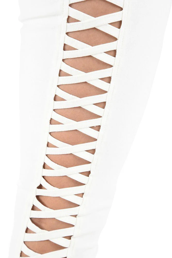 High Waisted Super Stretch X Cut-Out Skinny Pants - Image 8