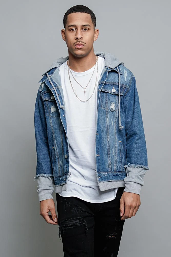 Layered Look Distressed Denim Jacket - Image 5