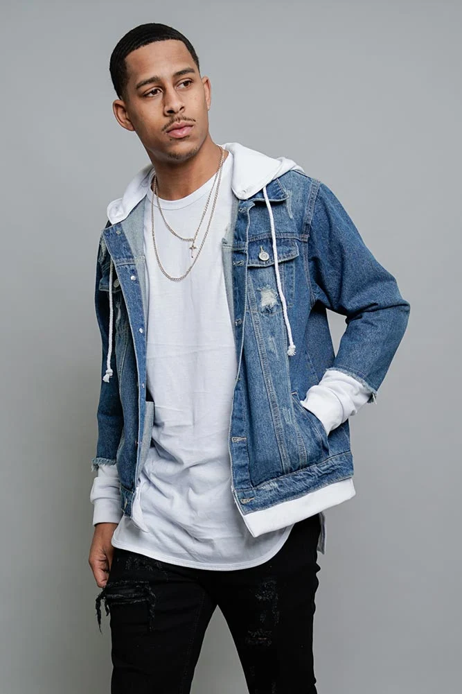 Layered Look Distressed Denim Jacket - Image 9