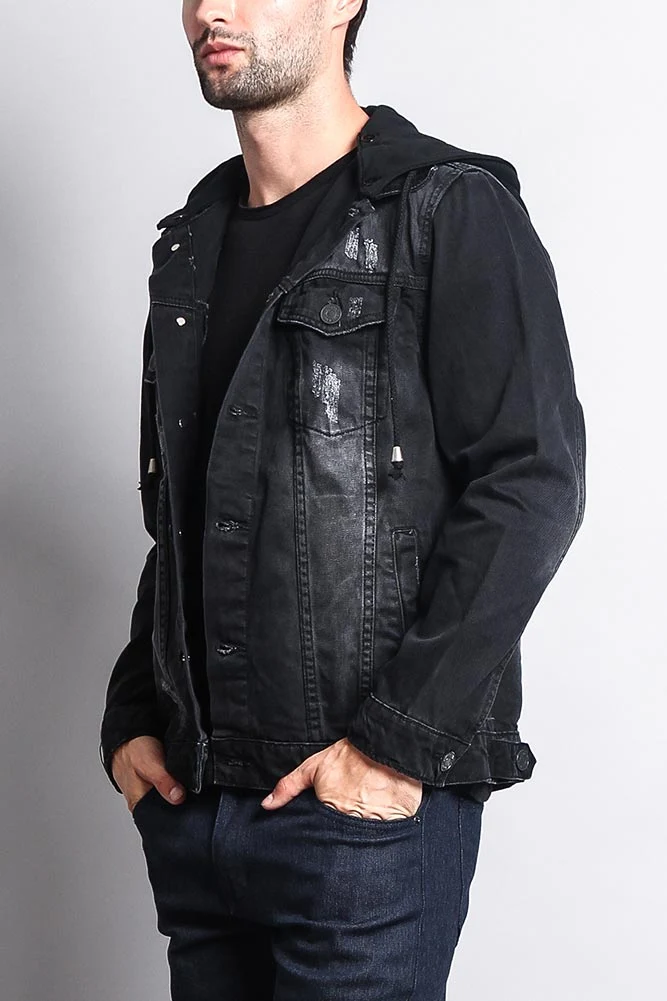 Layered Hooded Denim Jacket - Image 21