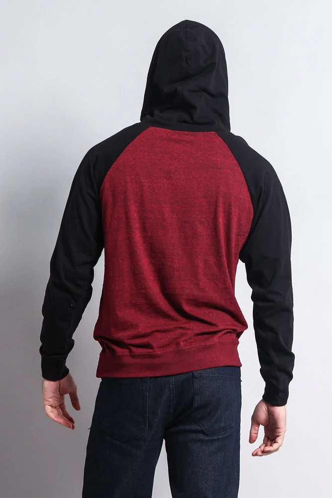 Lightweight Contrast Raglan Sleeve Pullover Hoodie - Image 15