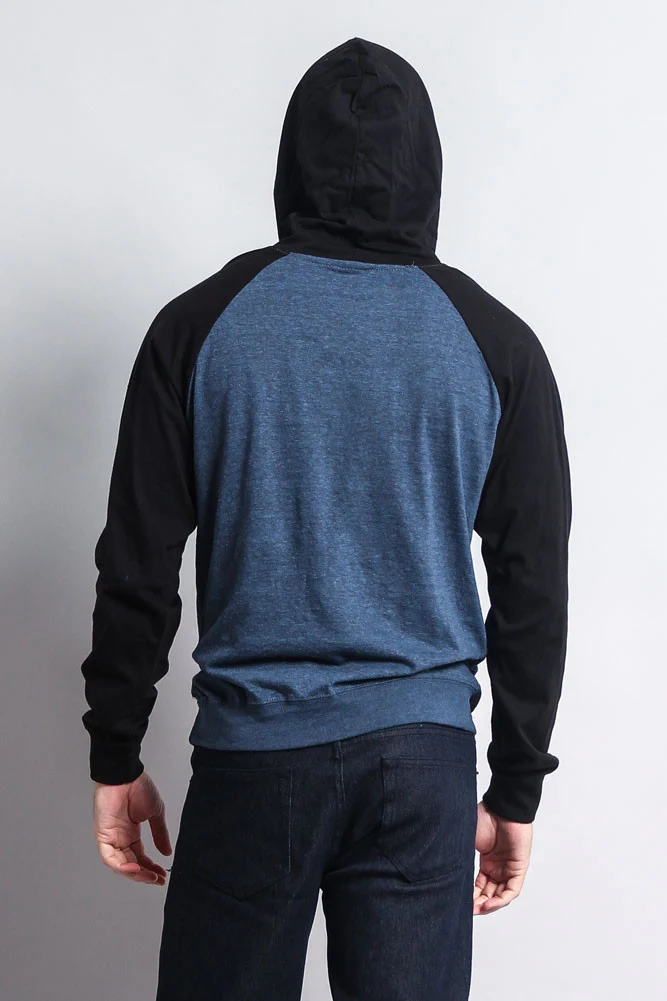 Lightweight Contrast Raglan Sleeve Pullover Hoodie - Image 29