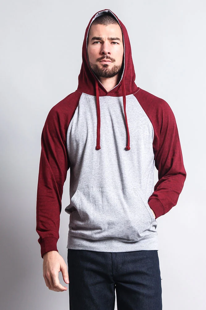Lightweight Contrast Raglan Sleeve Pullover Hoodie - Image 40