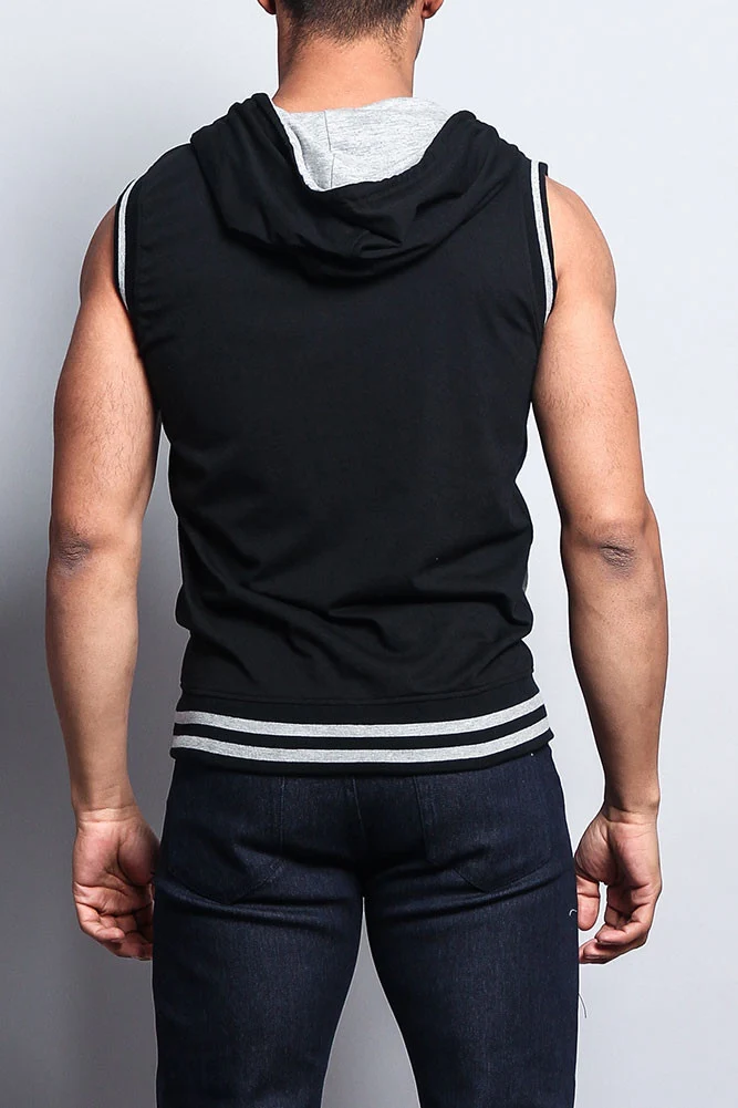 Lightweight Sleeveless Contrast Hoodie - Image 20