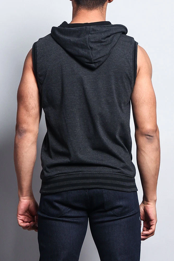 Lightweight Sleeveless Contrast Hoodie - Image 33