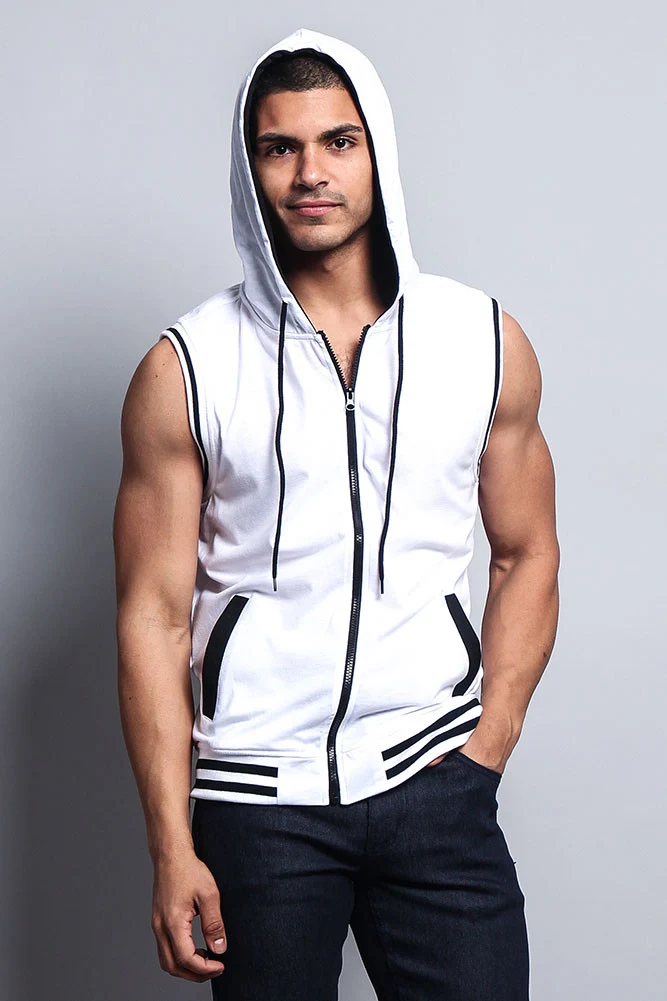 Lightweight Sleeveless Contrast Hoodie - Image 48