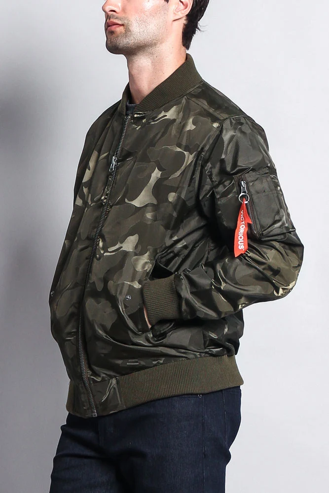 Lightweight Tonal Camo Bomber Flight Jacket - Image 14