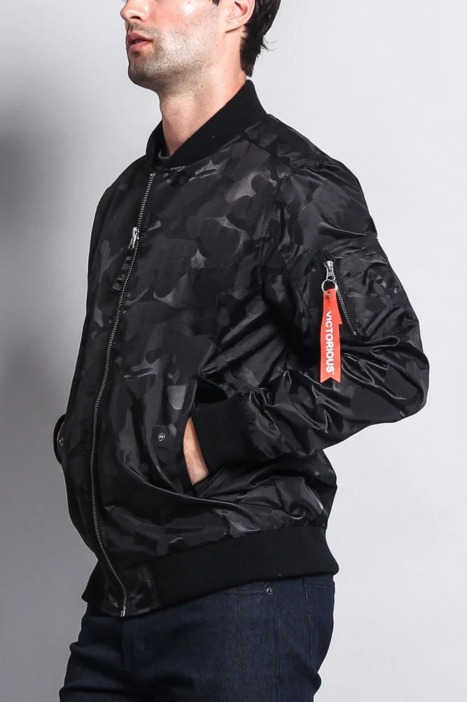 Lightweight Tonal Camo Bomber Flight Jacket - Image 3