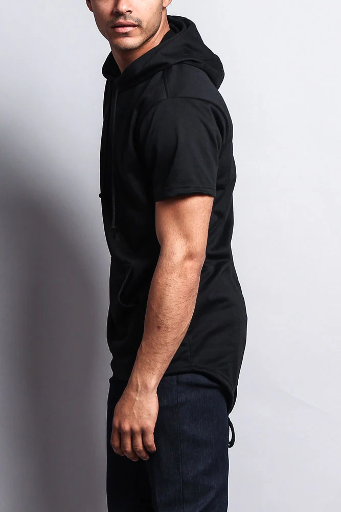 Long Length Short Sleeve Fishtail Pullover Hoodie - Image 10
