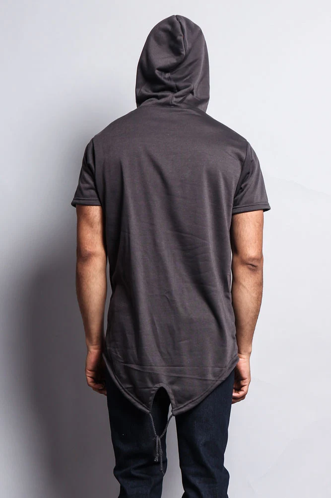 Long Length Short Sleeve Fishtail Pullover Hoodie - Image 21