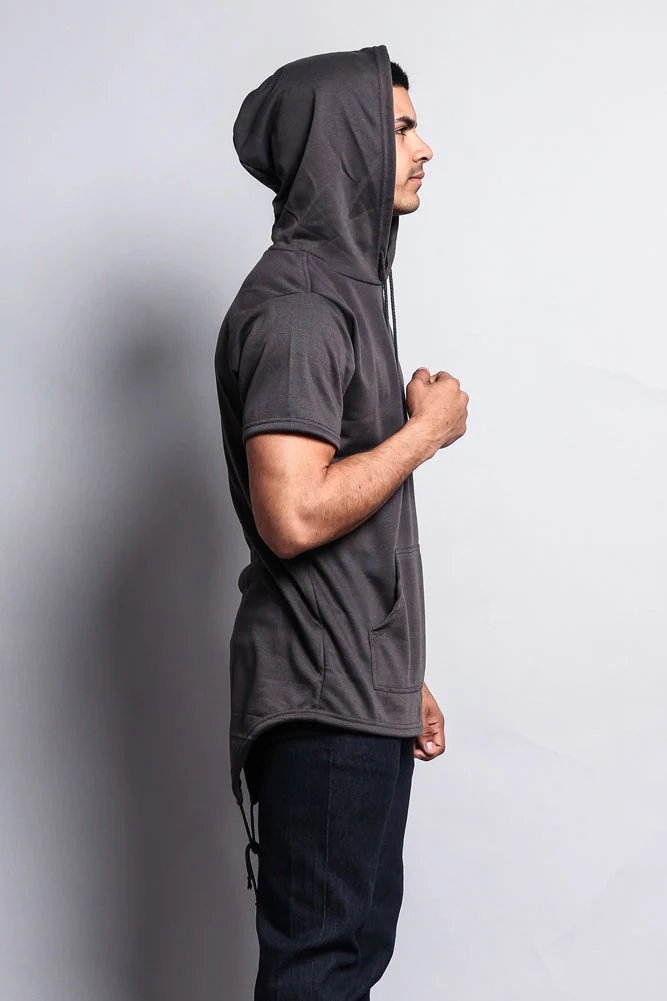 Long Length Short Sleeve Fishtail Pullover Hoodie - Image 24