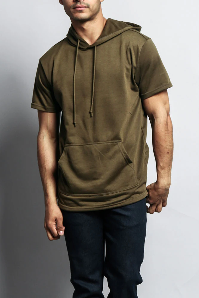 Long Length Short Sleeve Fishtail Pullover Hoodie - Image 27