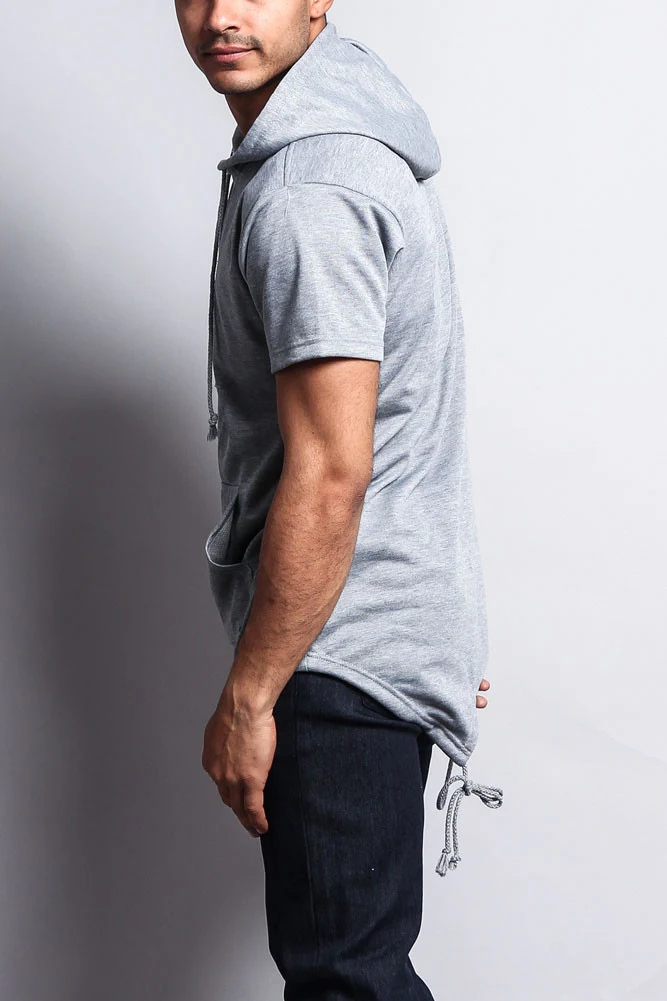 Long Length Short Sleeve Fishtail Pullover Hoodie - Image 28