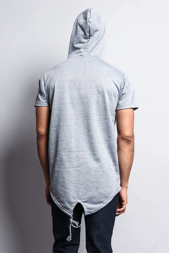 Long Length Short Sleeve Fishtail Pullover Hoodie - Image 30