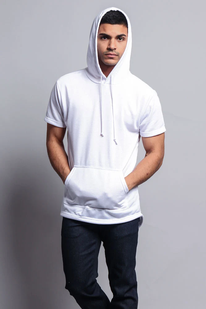 Long Length Short Sleeve Fishtail Pullover Hoodie - Image 62