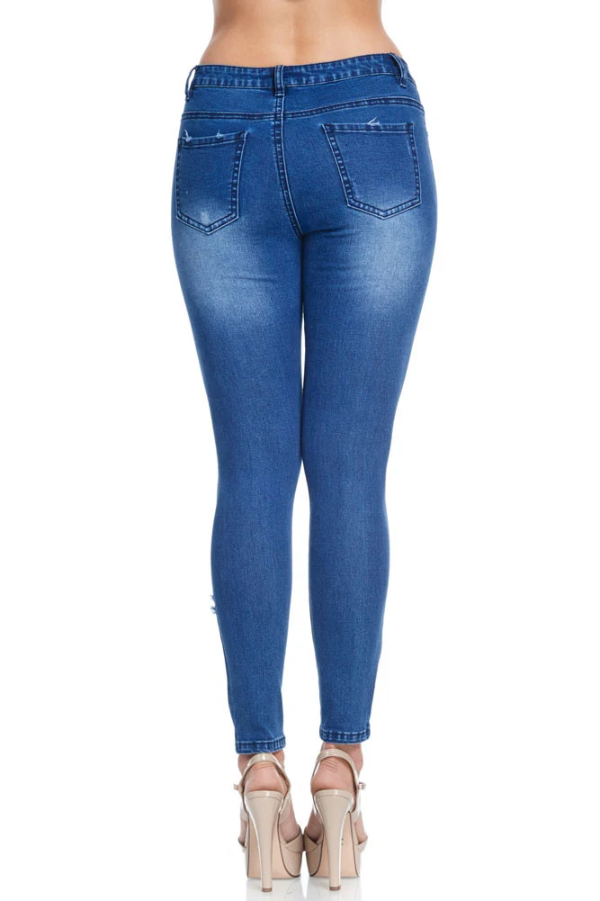 Low-Rise Destroyed Skinny Jeans - Image 4