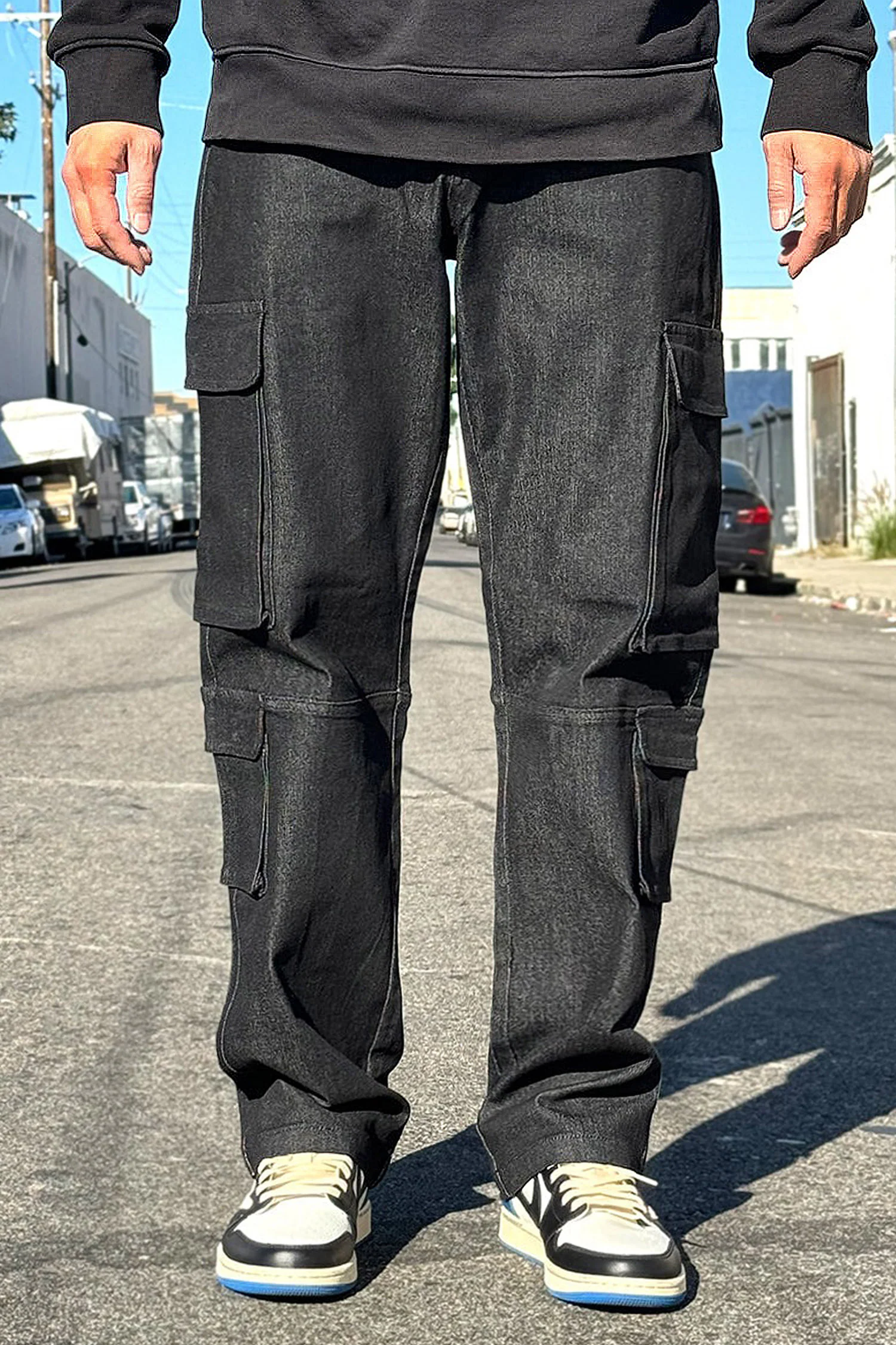 Men's Baggy Fit Cargo Colored Denim Jeans - Image 3